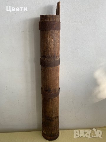 Стара, дървена бучка с метален обков, снимка 8 - Антикварни и старинни предмети - 43924626