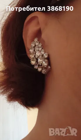 Дамски официални клипсове с изкуствени камъни, снимка 2 - Обеци - 47137853
