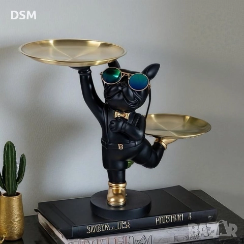 Нова Статуетка Куче Булдог с Табла - Поставка за Предмети  - 2 Варианта!, снимка 3 - Декорация за дома - 51622686
