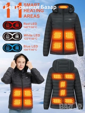 Нова Отопляема дамска жилетка 11 нагревателя, 3 степени, бързо загряване, снимка 5 - Якета - 53535189