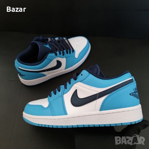 Нови Оригинални Маратонки Nike Air Jordan 1 Low unc Обувки Размер 42 и 43 номер сини бели черни blue, снимка 3 - Маратонки - 39180705