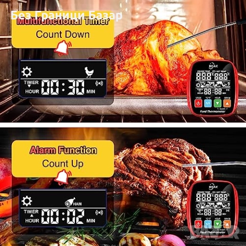 Нов Термометър за грил и фурна – водоустойчива сонда, LCD дисплей, снимка 5 - Други - 52381699