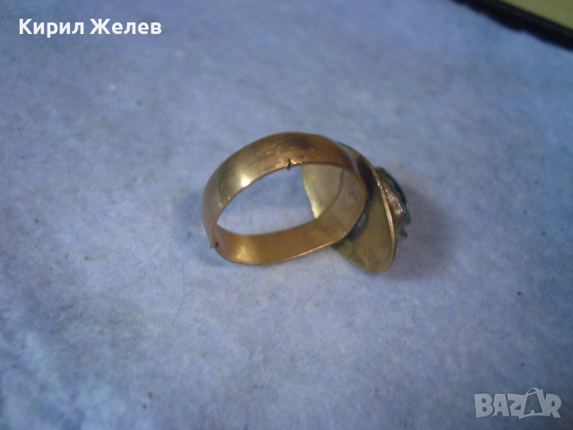 СТАРИНЕН МЕДЕН с ДЪЛБОКА ПОЗЛАТА СКЪПОЦЕНЕН ПРЪСТЕН с ПОЛИРАН НАТУРАЛЕН ЯСПИС РЪЧНА ИЗРАБОТКА 22219, снимка 12 - Антикварни и старинни предмети - 36422773