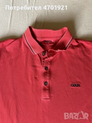 Мъжка червена тениска HUGO, снимка 3 - Тениски - 53216176