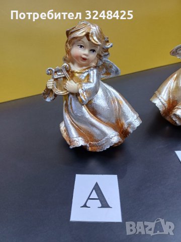 Ангел от полирезин - кокетен , цвят- меланж от сребро, мед, злато, снимка 3 - Статуетки - 43214373