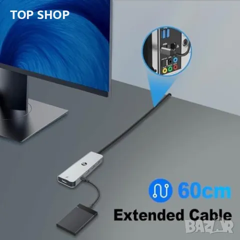 Нов хъб Ултра бърз USB C Мултипорт Адаптер за MacBook и лаптопи Сплитер, снимка 7 - Друга електроника - 49451199