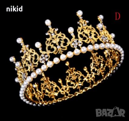 островърха Корона Тиара метална с перли за украса декор на торта парти, снимка 8 - Други - 29848334