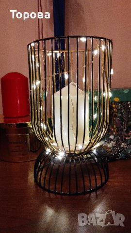 Метален свещник светещ, снимка 2 - Декорация за дома - 43620765