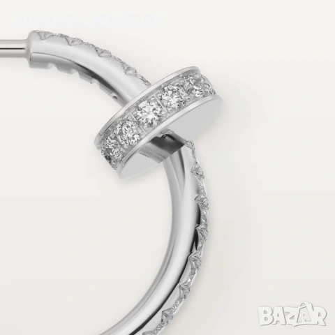 CARTIER Nail Juste un Clou Hoop Silver Diamonds Дамски Обеци Пирон, снимка 11 - Обеци - 53148810