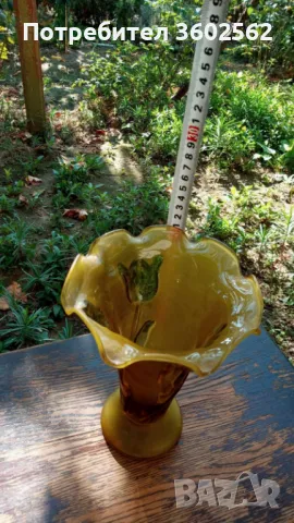 Комплект Фруктиера, ваза и купи от цветно стъкло, снимка 4 - Вази - 47740642