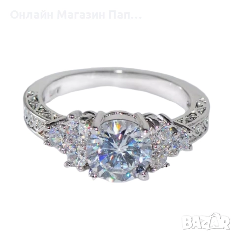 Дамски Пръстен от Неръждаема Стомана с Цирконий – Луксозно Годежно Бижу, снимка 2 - Пръстени - 52305719