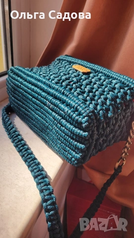 Авторска ръчно изработена макраме чанта Forest Ember., снимка 4 - Чанти - 53282694