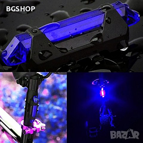 Светлоотразител за Велосипед , колело LED - USB Стоп , Фенер - Blue, снимка 1
