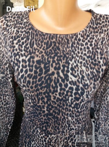 -30% Дълга рокля в леопардов принт с леко прозрачни ръкави , снимка 2 - Рокли - 39644072