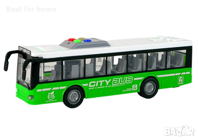 Автобус City Service,светлинен и звуков автобус, Зелено 1:16, за деца над 3 години, снимка 4 - Коли, камиони, мотори, писти - 43294148