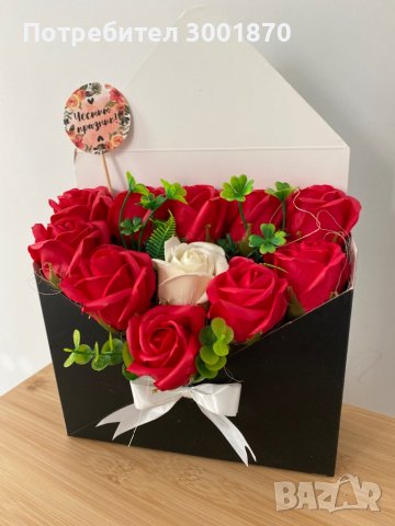 Аранжирани сапунени рози в кутии -8 март-Свети Валентин-подарък цветя, снимка 3 - Изкуствени цветя - 43989141