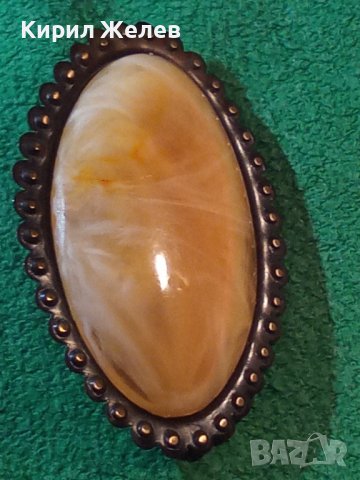 РЕТРО ВИНТИДЖ СССР БРОНЗОВА БРОШКА с КАТАЛИН 21694, снимка 2 - Антикварни и старинни предмети - 32523308