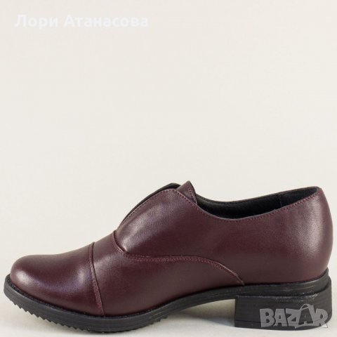 Комфортни обувки в цвят бордо, изработени от естествена кожа, стелката  също е кожена, снимка 3 - Дамски ежедневни обувки - 28236749