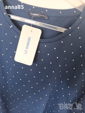 ХЛ-2ХЛ Тъмно синя тениска на точки, снимка 3 - Тениски - 40317464