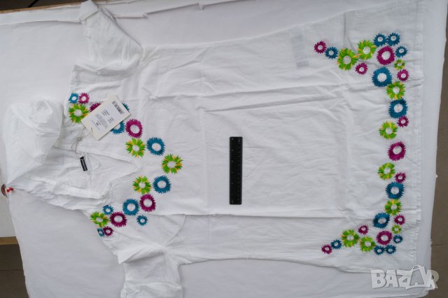 Дамска блуза в бяло с контрастни бродерии марка Tatuum , снимка 5 - Ризи - 38314932