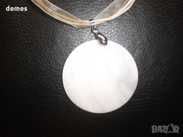  Колие - висулка седеф с верижка органза, снимка 3 - Колиета, медальони, синджири - 26209549