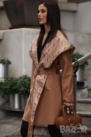 палто с колан ysl saint laurent 