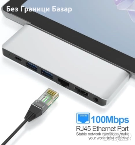Нов Surface Pro 9/Pro X Хъб с 4K HDMI, USB 3.0, Ethernet и SD/TF четец, снимка 8 - Друга електроника - 52742673
