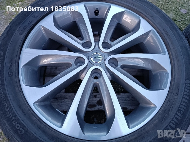 Лети джанти 18ки 5х114.3 Nissan + летни гуми 215/55/18 Continental, снимка 4 - Гуми и джанти - 52593952