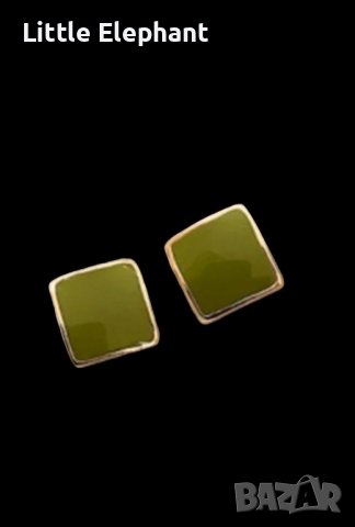 Creative сребърни обеци квадрати,green/нови