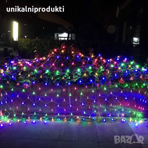 Коледни LED лампички мрежа 3м x 2м 360 диода многоцветни IP защита 8 програми, снимка 2 - Лед осветление - 52262711