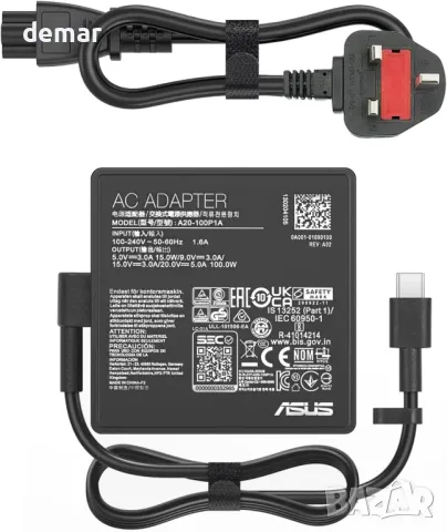 100W USB C зарядно за лаптоп за Asus, A20-100P1A, снимка 2 - Друга електроника - 50302561