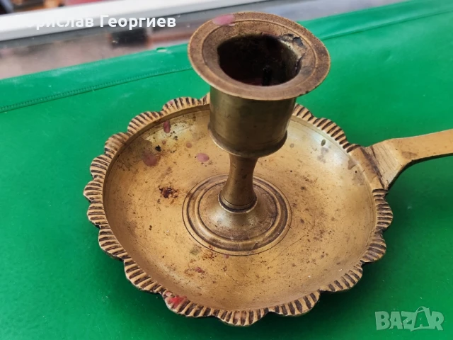 Стар турски месингов свещник, снимка 2 - Антикварни и старинни предмети - 51188209