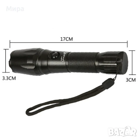 Фенер  CREE T6 с телескопичен фокус, LED лампа, корпус от  алуминиева сплав FL4, снимка 8 - Лед осветление - 50544271