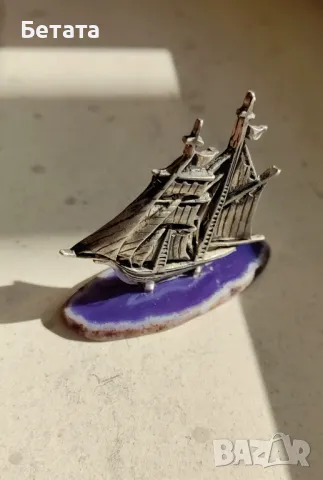 Сребърно преспапие кораб, подарък от сребро, сребърно преспапие, снимка 2 - Колиета, медальони, синджири - 47849505
