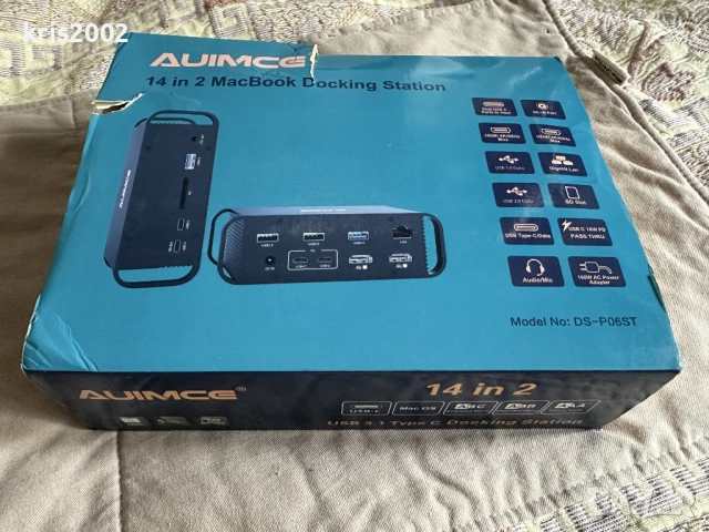 Докинг станция за Macbook лаптопи, DS-P06ST (14-в-2), 4K 60Hz, снимка 5 - Лаптоп аксесоари - 53279562
