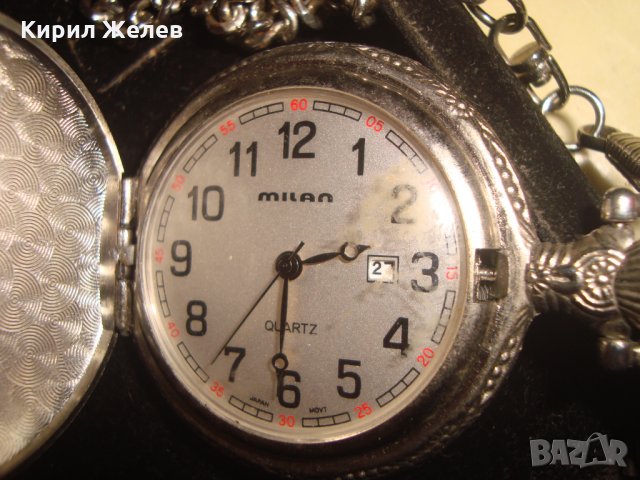 ВИНТИДЖ MILAN QUARTZ JAPAN MUVT ДЖОБЕН КВАРЦОВ ЧАСОВНИК ОРНАМЕНТИРАН 21977, снимка 4 - Джобни - 32714257