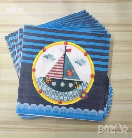 Морски лодка кораб 10 парти салфетки рожден ден