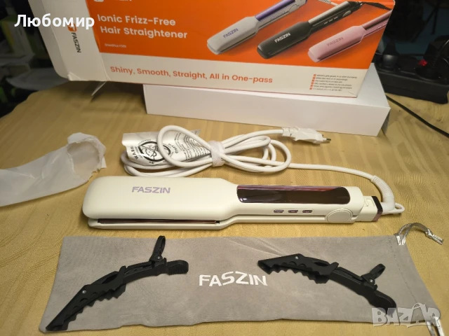 Професионална преса за коса Faszin Wide, 42 мм , титаниева преса с отрицателни йони бяла , снимка 3 - Преси за коса - 50716591