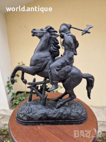 Страхотна антикварна английска метална фигура статуетка , снимка 7 - Антикварни и старинни предмети - 52269991