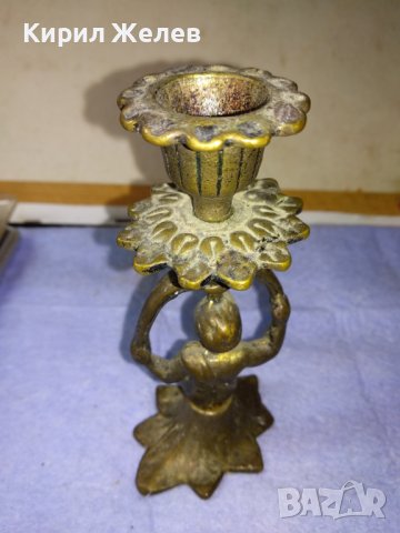 Старинен АР НУВО КОЛЕКЦИОНЕРСКИ ФИГУРАЛЕН БРОНЗОВ СВЕЩНИК Чист БРОНЗ с АВТЕНТИЧНА ПАТИНА 41409, снимка 10 - Колекции - 43888576