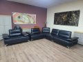 Черен кожен ъглов диван и фотьойл Artemis с електрически облегалки, снимка 1 - Дивани и мека мебел - 43552710