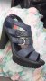 Сини сандали на висок ток, снимка 1 - Сандали - 37053602
