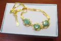 925 сребърна гривна със златно покритие изумруди/смарагди с размер 9x7mm, снимка 1