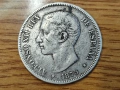 Испания 5 песети 1875 СРЕБРО, снимка 1