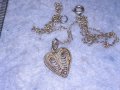 СТАРИНЕН СЪРЦЕВИДЕН МЕДАЛЬОН ФИЛИГРАННО СРЕБРО и СРЕБЪРНА ВЕРИЖКА СРЕБРО 835 МАЙСТОРСКА РАБОТА 29665, снимка 7