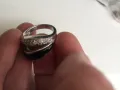 Красив  сребърен пръстен  с цирконий  и черен камък , общо тегло 7.05г  , снимка 4