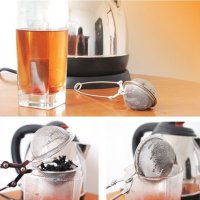 Филтър за чай от неръждаема стомана с дръжка, снимка 1 - Прибори за хранене, готвене и сервиране - 43428897