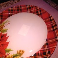 Гръцка голяма чиния плато стъклена с флорален мотив-нова фи 31см, снимка 3 - Чинии - 43328311
