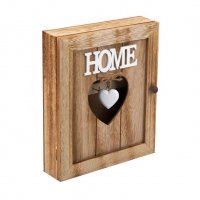 Кутия за ключове- сърце, Отваряща се, 6 бр. куки, 21x6x26 см, кафяв, снимка 1 - Декорация за дома - 39075598