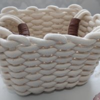 Памучна плетена кошничка (Нова), снимка 3 - Други - 43612121
